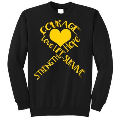 Gold Ribbon Of Words Tribute Tall Sweatshirt