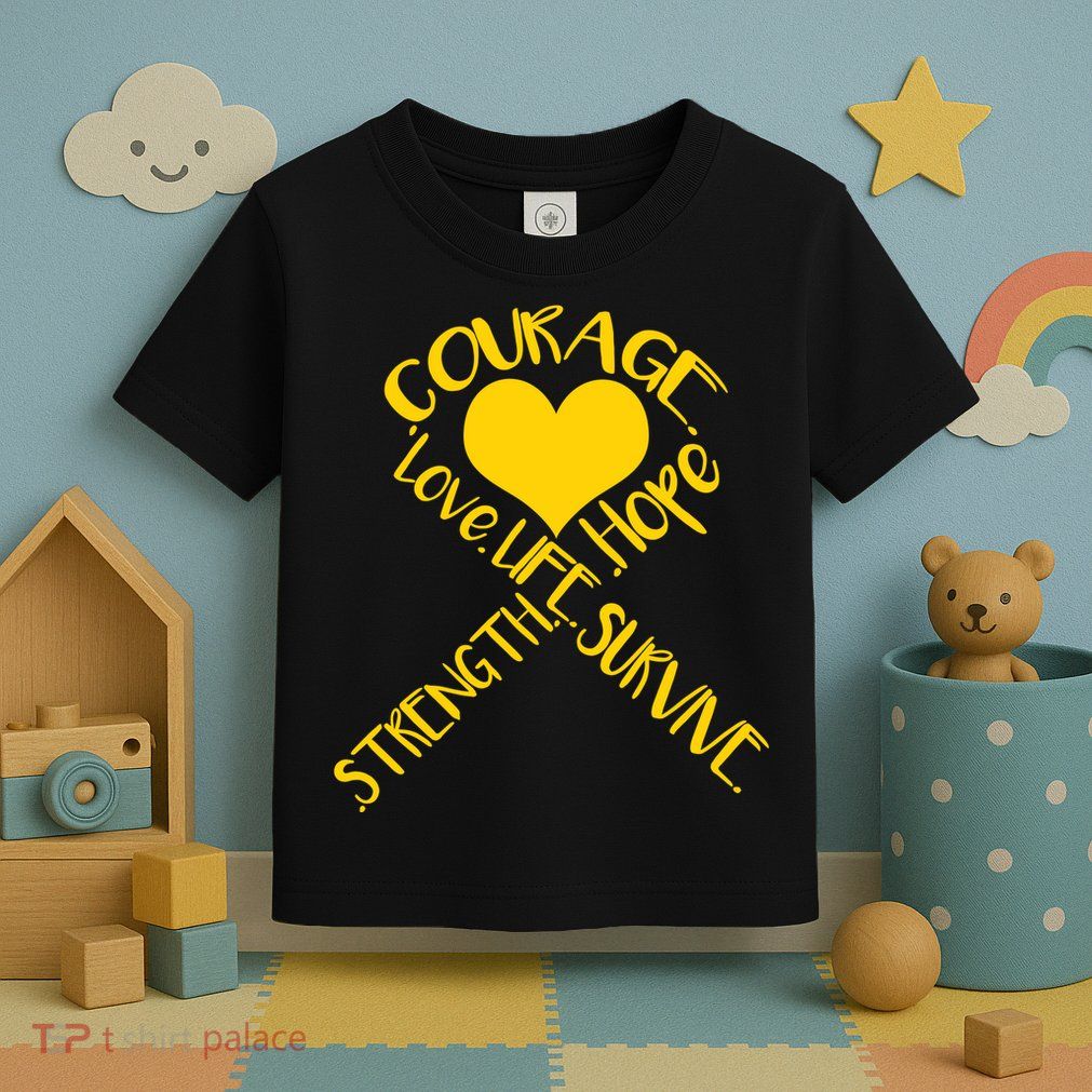 Gold Ribbon Of Words Tribute Toddler T-Shirt