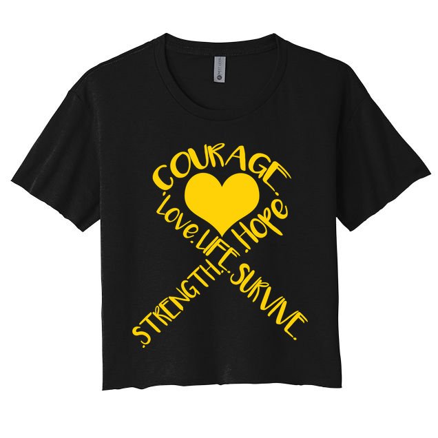 Gold Ribbon Of Words Tribute Crop Top