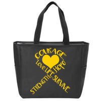 Gold Ribbon Of Words Tribute Zip Tote Bag