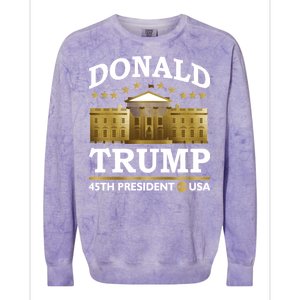 Gold White House Donald Trump 45th President Colorblast Crewneck Sweatshirt