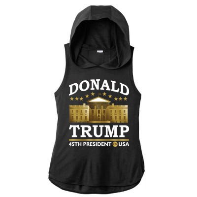 Gold White House Donald Trump 45th President Ladies PosiCharge Tri-Blend Wicking Draft Hoodie Tank