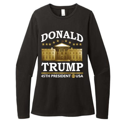 Gold White House Donald Trump 45th President Womens CVC Long Sleeve Shirt