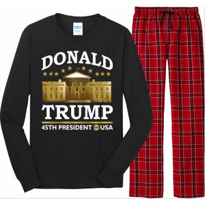 Gold White House Donald Trump 45th President Long Sleeve Pajama Set