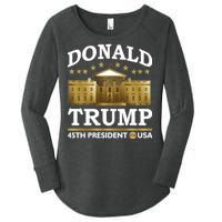 Gold White House Donald Trump 45th President Women's Perfect Tri Tunic Long Sleeve Shirt