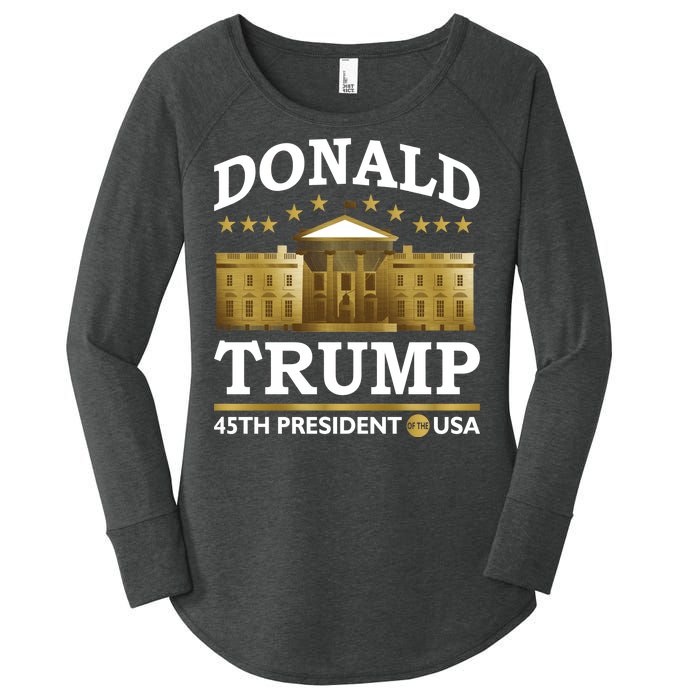 Gold White House Donald Trump 45th President Women's Perfect Tri Tunic Long Sleeve Shirt