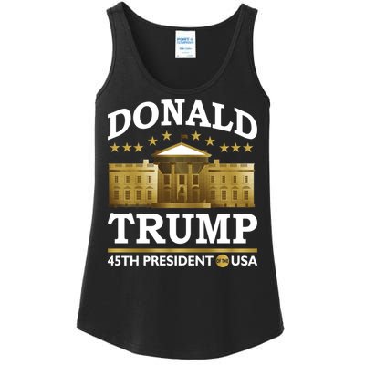 Gold White House Donald Trump 45th President Ladies Essential Tank