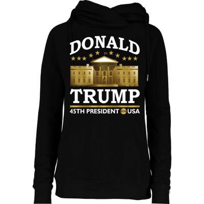 Gold White House Donald Trump 45th President Womens Funnel Neck Pullover Hood