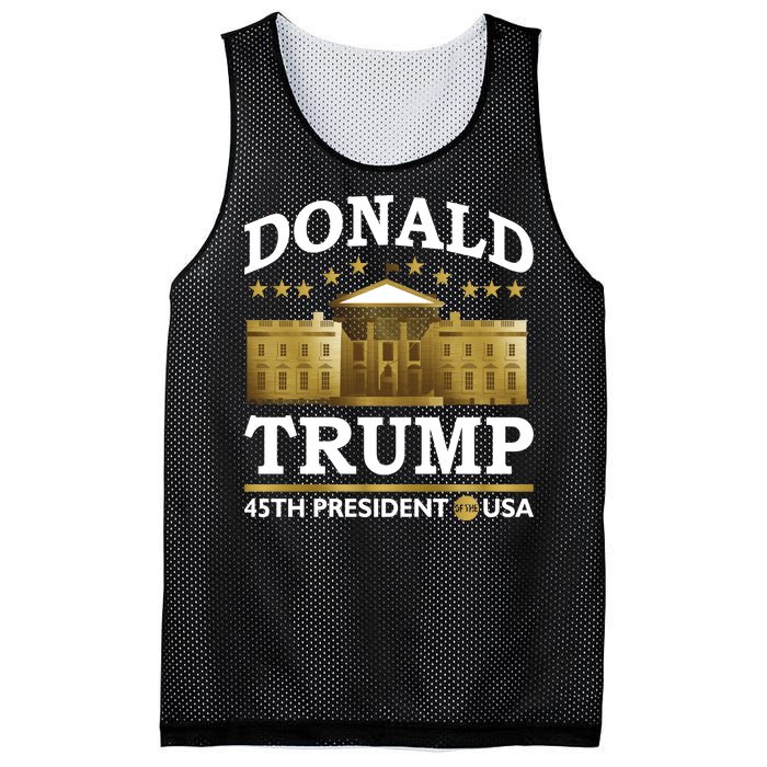 Gold White House Donald Trump 45th President Mesh Reversible Basketball Jersey Tank