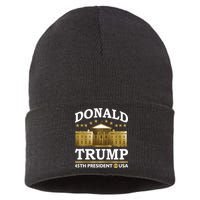 Gold White House Donald Trump 45th President Sustainable Knit Beanie