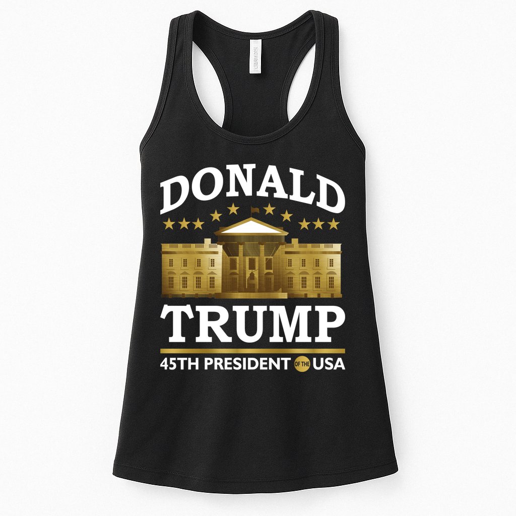 Gold White House Donald Trump 45th President Womens Tank Top