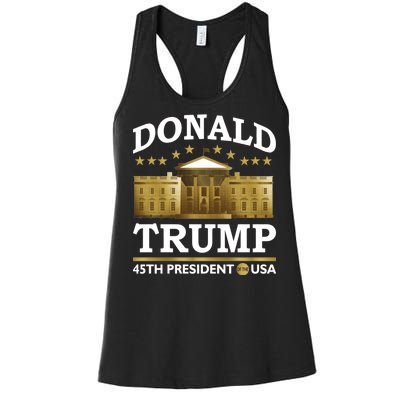 Gold White House Donald Trump 45th President Women's Racerback Tank