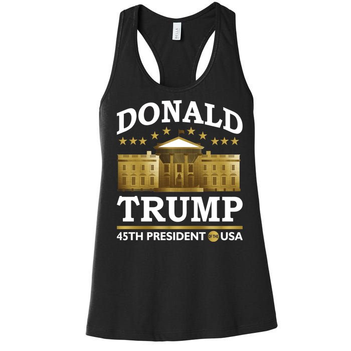 Gold White House Donald Trump 45th President Women's Racerback Tank