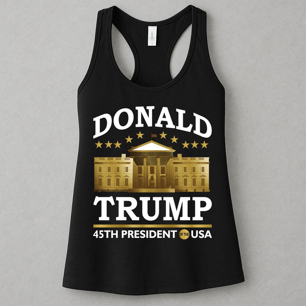 Gold White House Donald Trump 45th President Womens Tank Top