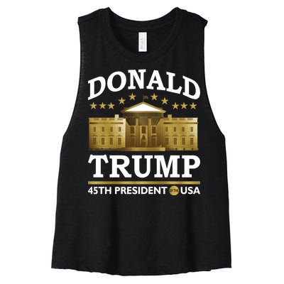 Gold White House Donald Trump 45th President Women's Racerback Cropped Tank