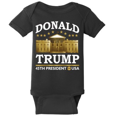 Gold White House Donald Trump 45th President Baby Bodysuit