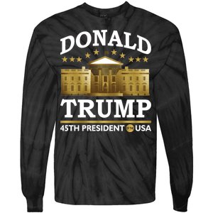 Gold White House Donald Trump 45th President Tie-Dye Long Sleeve Shirt