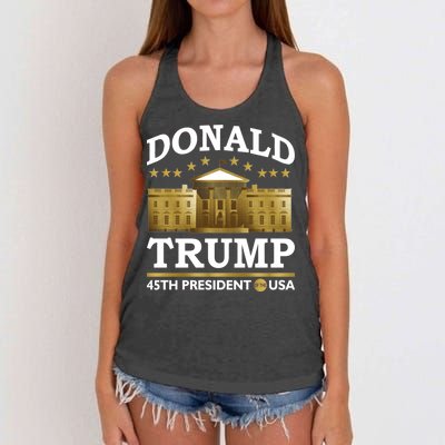 Gold White House Donald Trump 45th President Women's Knotted Racerback Tank