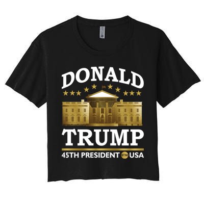 Gold White House Donald Trump 45th President Women's Crop Top Tee