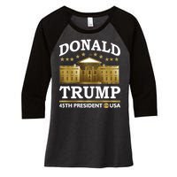 Gold White House Donald Trump 45th President Women's Tri-Blend 3/4-Sleeve Raglan Shirt