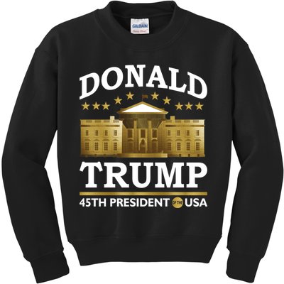 Gold White House Donald Trump 45th President Kids Sweatshirt
