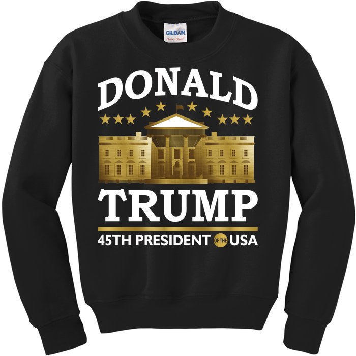 Gold White House Donald Trump 45th President Kids Sweatshirt