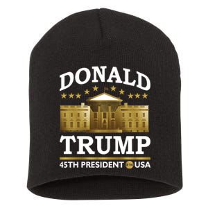 Gold White House Donald Trump 45th President Short Acrylic Beanie