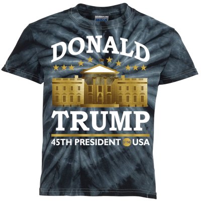 Gold White House Donald Trump 45th President Kids Tie-Dye T-Shirt