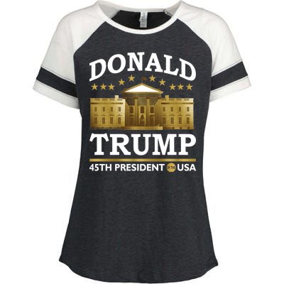 Gold White House Donald Trump 45th President Enza Ladies Jersey Colorblock Tee