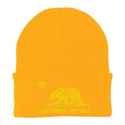 Golden California Republic Bear Flag Knit Cap Winter Beanie