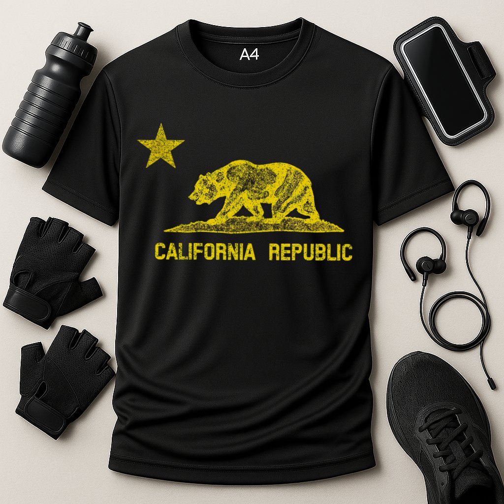 Golden California Republic Bear Flag Cooling Performance Crew T-Shirt