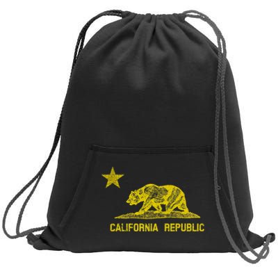 Golden California Republic Bear Flag Sweatshirt Cinch Pack Bag