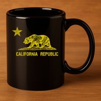 Golden California Republic Bear Flag 11oz C Handle Ceramic Mug