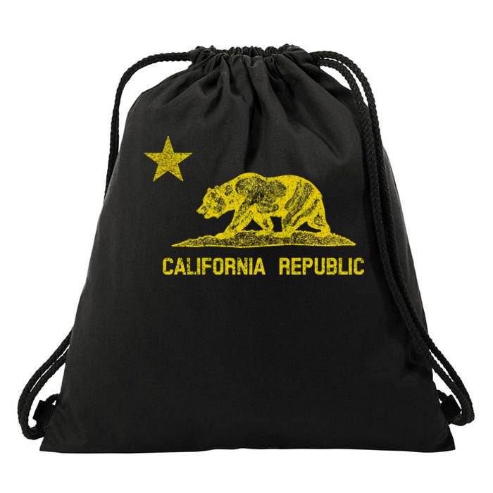 Golden California Republic Bear Flag Drawstring Bag