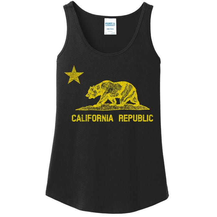 Golden California Republic Bear Flag Ladies Essential Tank