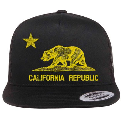 Golden California Republic Bear Flag Flat Bill Trucker Hat