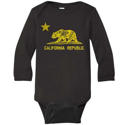 Golden California Republic Bear Flag Baby Long Sleeve Bodysuit