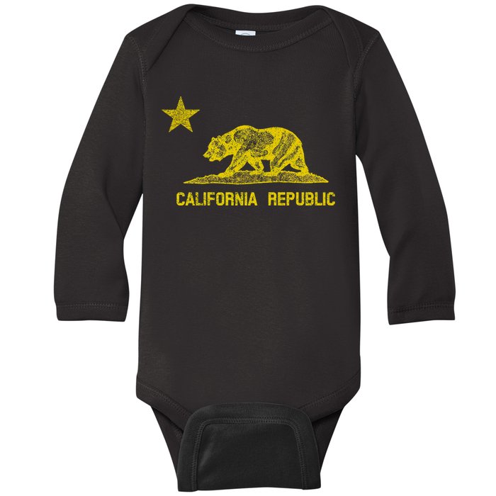 Golden California Republic Bear Flag Baby Long Sleeve Bodysuit