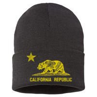 Golden California Republic Bear Flag Sustainable Knit Beanie