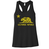 Golden California Republic Bear Flag Women's Racerback Tank