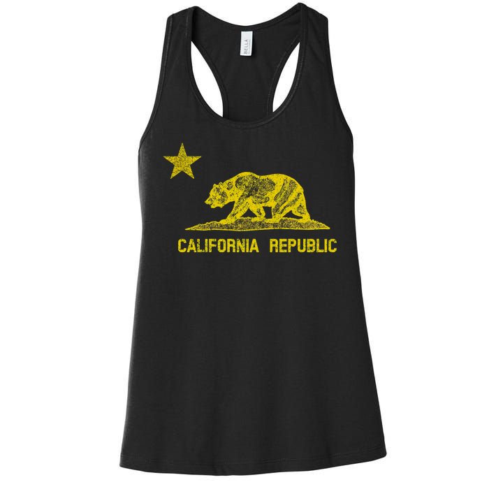 Golden California Republic Bear Flag Women's Racerback Tank