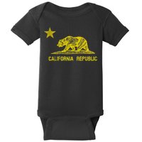 Golden California Republic Bear Flag Baby Bodysuit