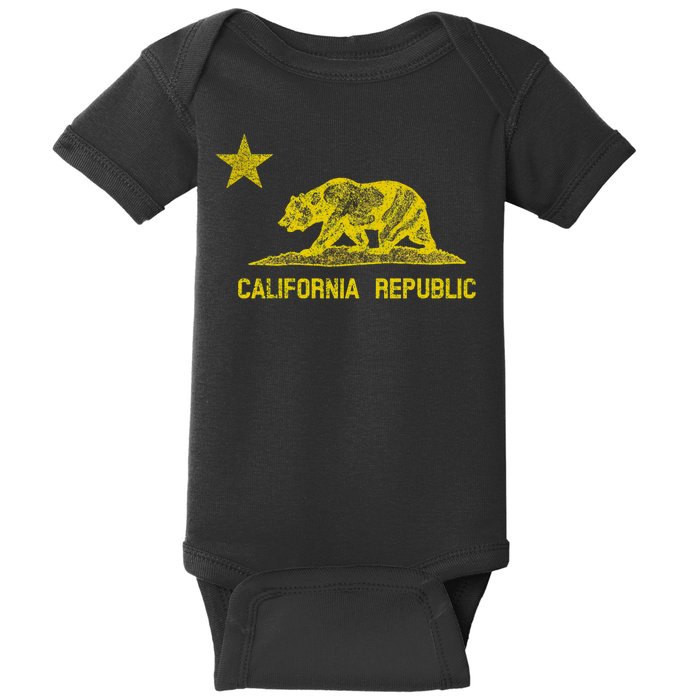 Golden California Republic Bear Flag Baby Bodysuit