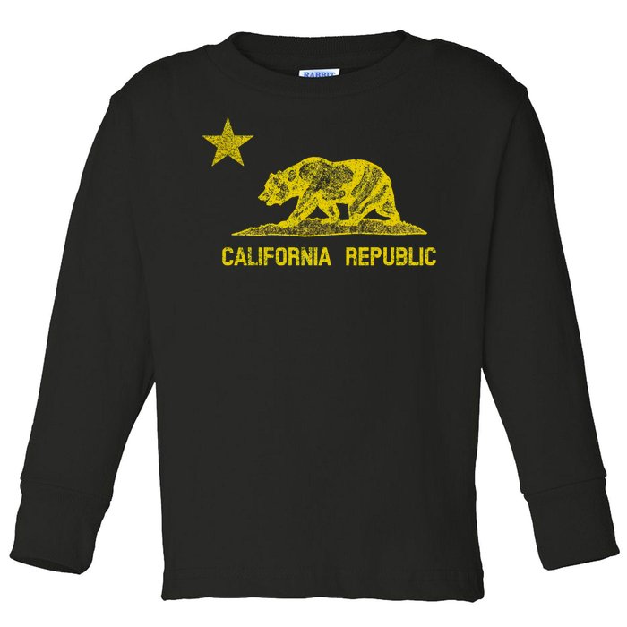 Golden California Republic Bear Flag Toddler Long Sleeve Shirt