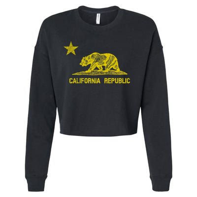 Golden California Republic Bear Flag Cropped Pullover Crew