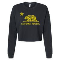 Golden California Republic Bear Flag Cropped Pullover Crew