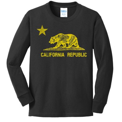 Golden California Republic Bear Flag Kids Long Sleeve Shirt