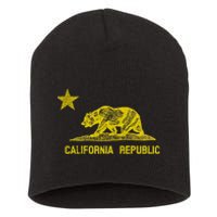 Golden California Republic Bear Flag Short Acrylic Beanie