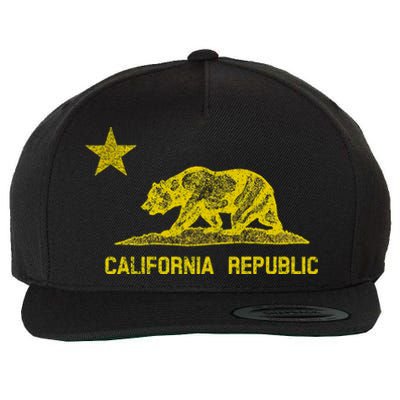 Golden California Republic Bear Flag Wool Snapback Cap