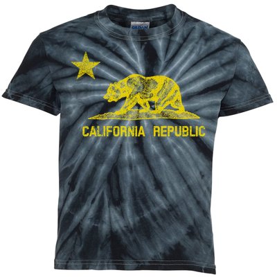 Golden California Republic Bear Flag Kids Tie-Dye T-Shirt